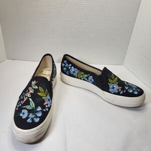 Keds x Rifle Paper Co. Size 10 EU 41 Double Decker Floral Sneakers Shoes Black